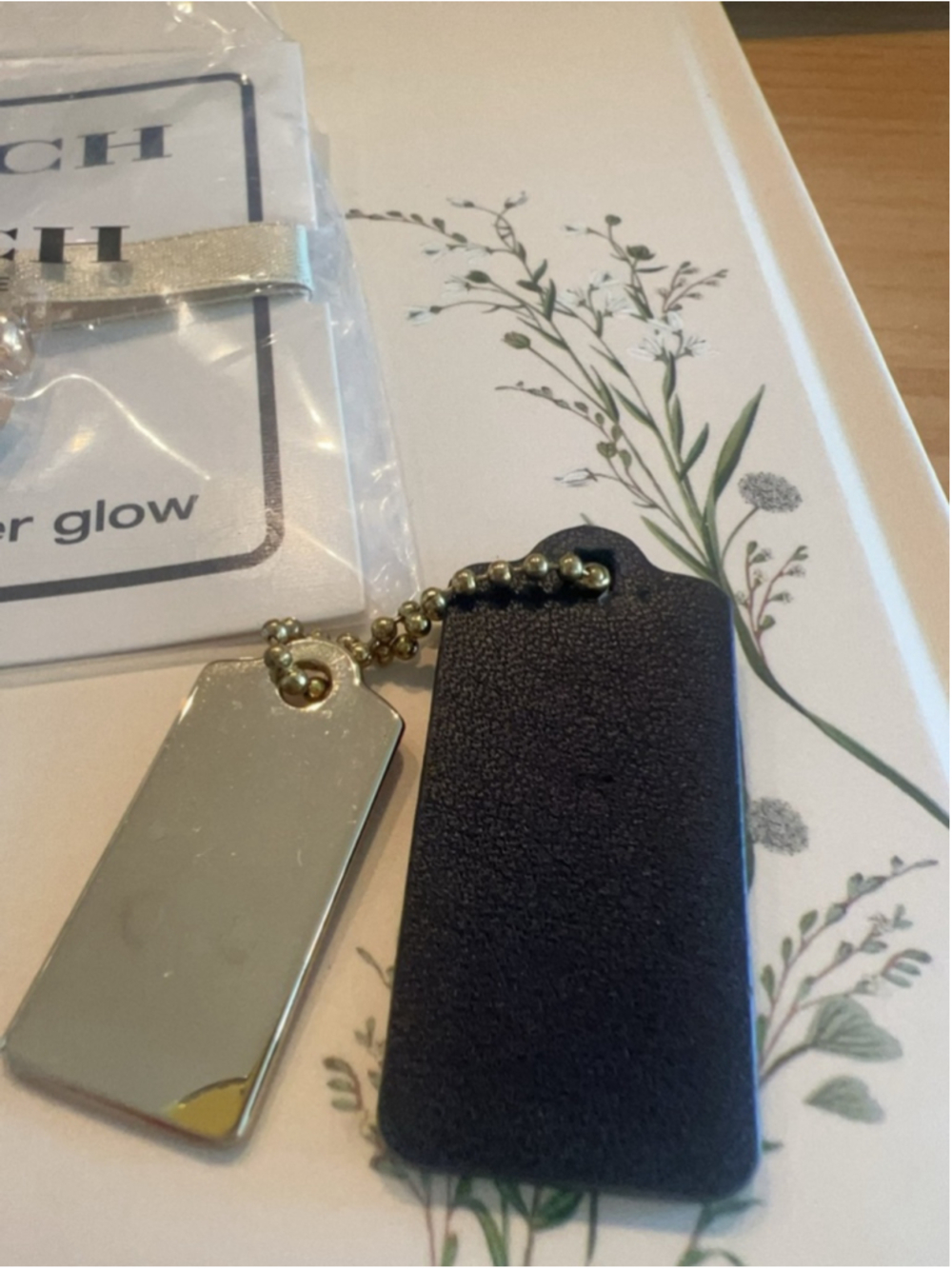 NEW Coach Gold-tone Charm Pendant + Black/brown Luggage Tag Mini Bag Charm FIRM - Picture 3 of 6